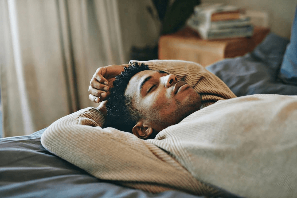 Man resting on a sofa