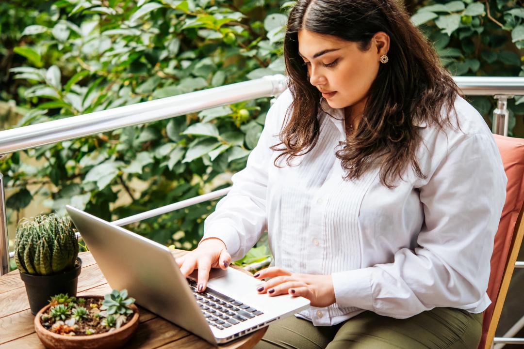 a woman typing